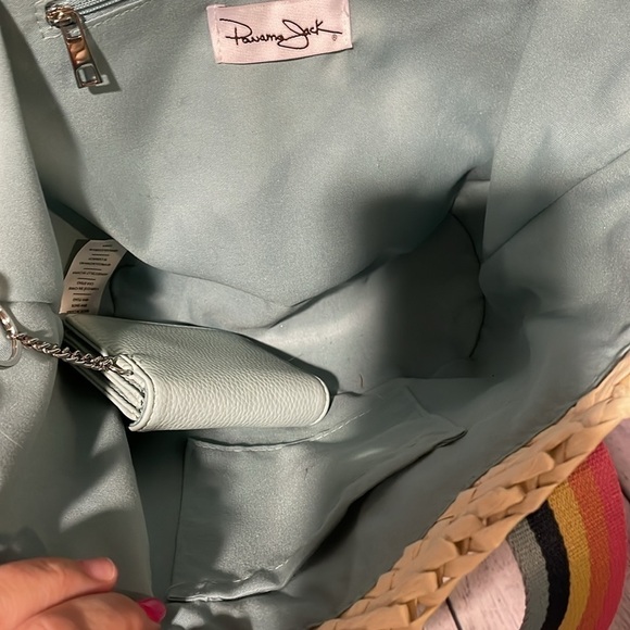 Panama Jack straw tote with multi colored strap - Picture 4 of 5